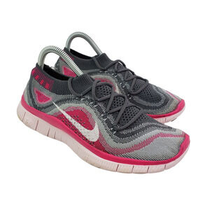 Nike Free Flyknit 5 Womens Size 6 Grey Pink Foil Running Shoes 615806 016